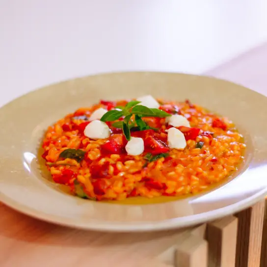 Risoto de tomate e queijo de cabra